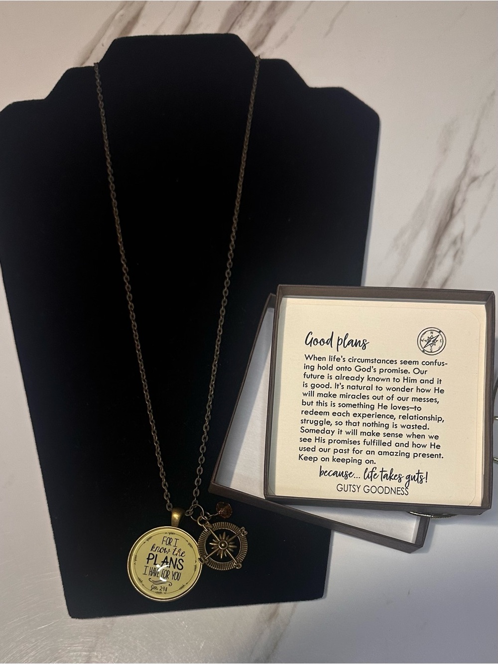 Gold-Tone Inspirational 'Good Plans' Pendant Necklace